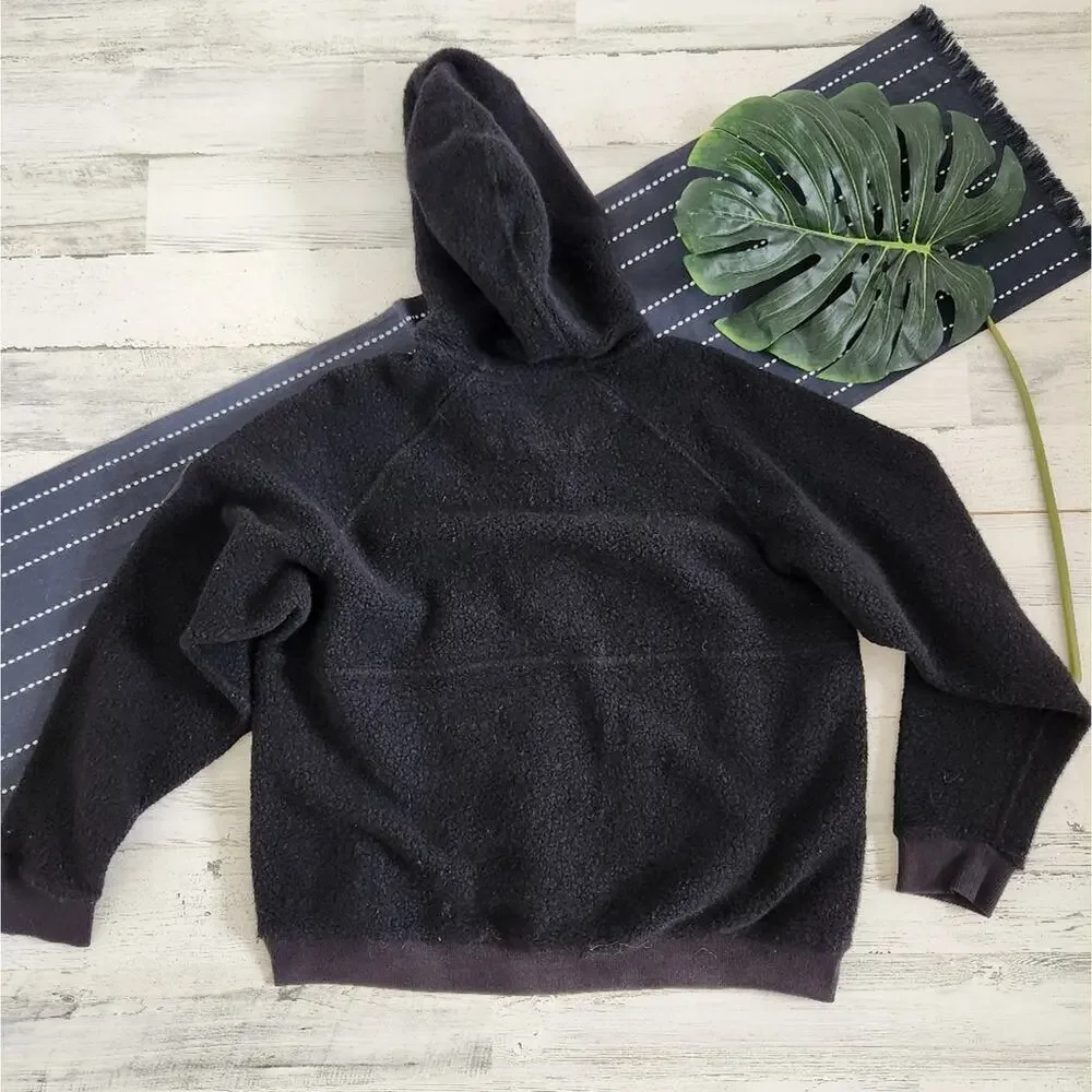 Outdoor Voices Megafleece 1/2 Zip Hoodie Wool Blend Black Size XL